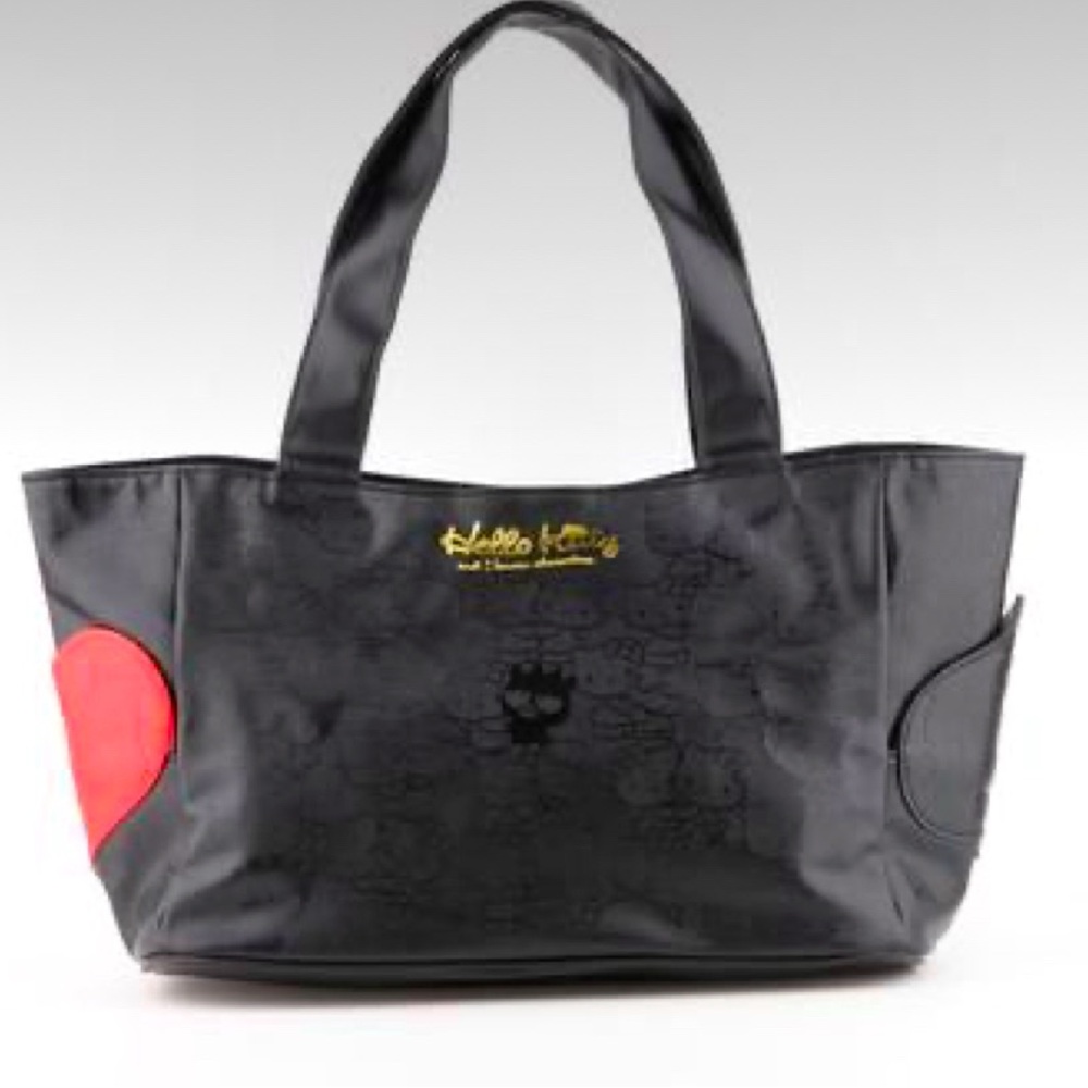 Hello Kitty 40th anniversary limited edition black faux leather tote